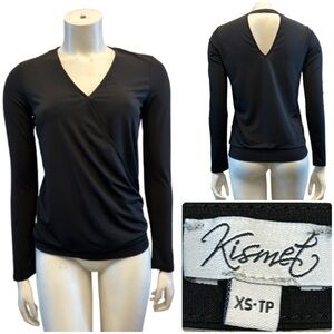 Kismet Black Long Sleeve Wrap Top